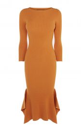 FRILL HEM KNITTED MIDI DRESS at Karen Millen